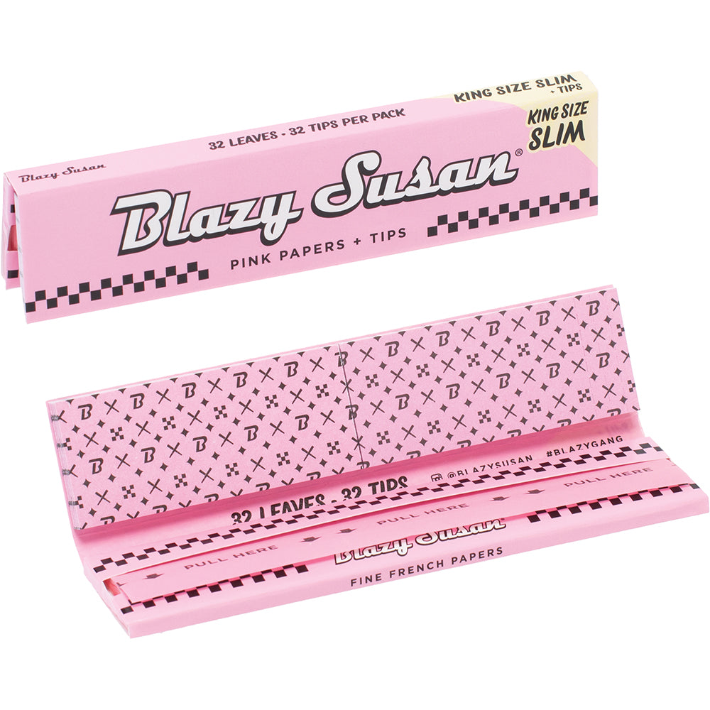 Blazy Susan Pink Rolling Papers + Tips (King Size Slim) (28ct.)