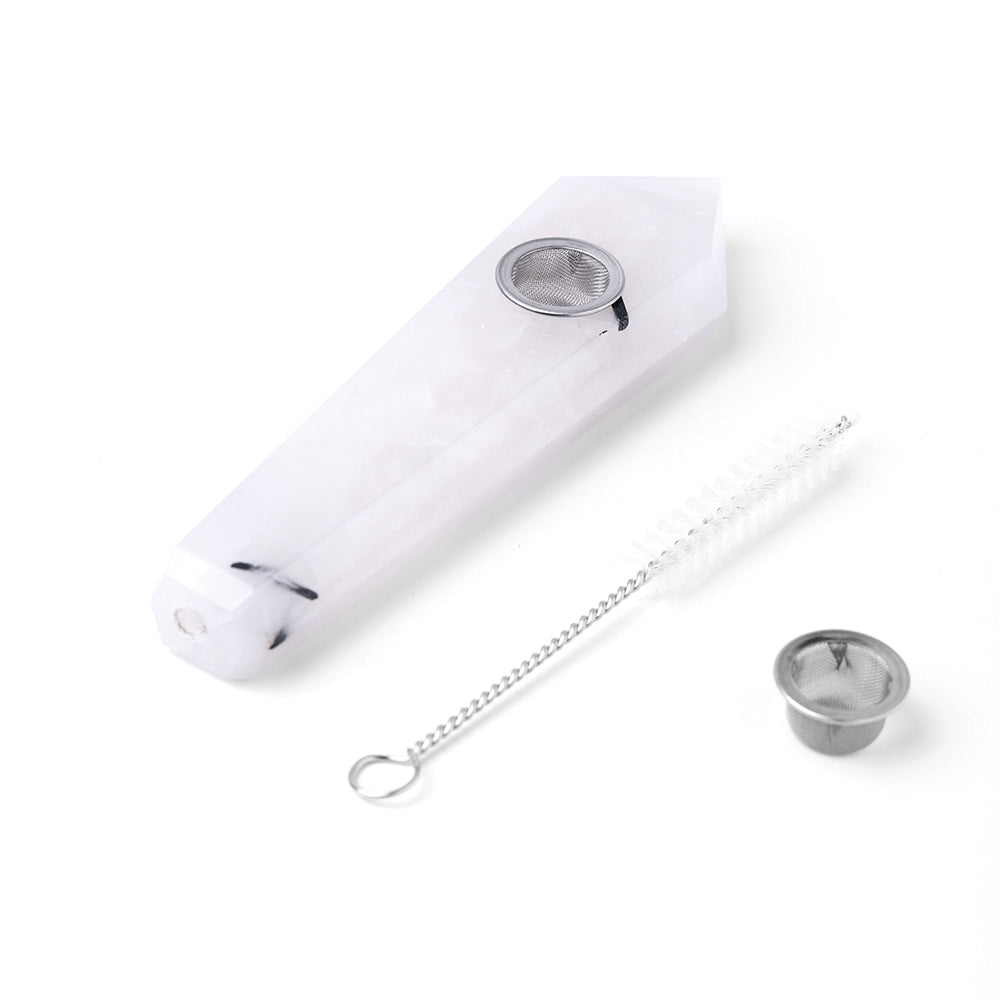 Tourmalinated Quartz Gemstone Pipe