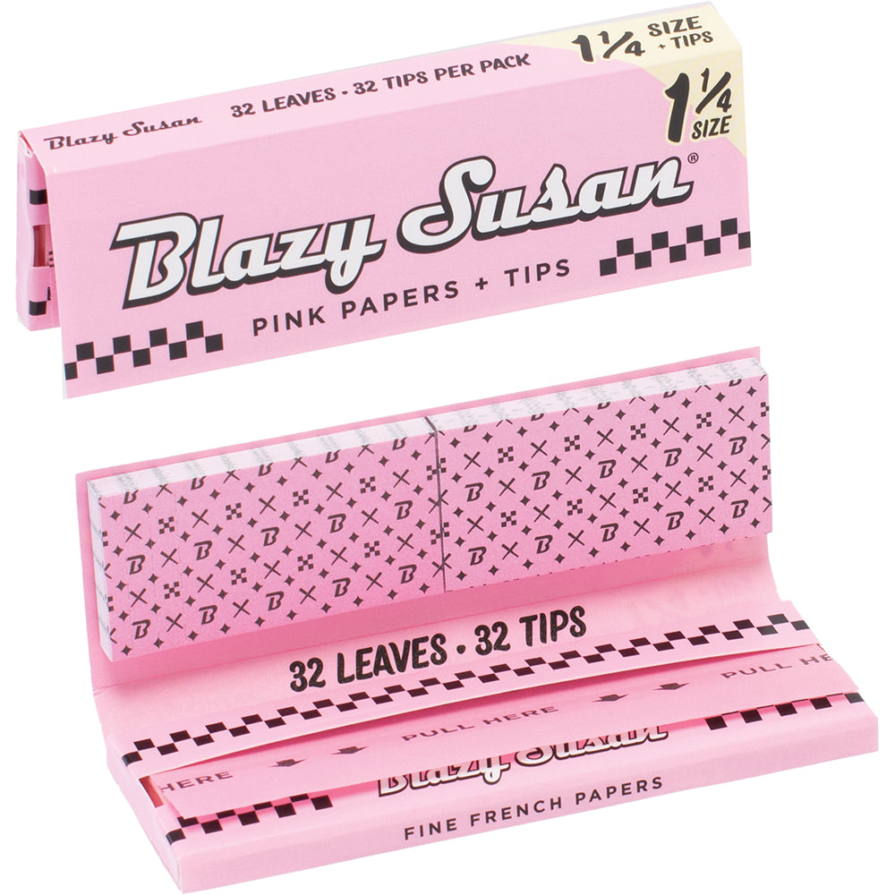 Blazy Susan Pink Rolling Papers + Tips (1 1/4") (28ct.)