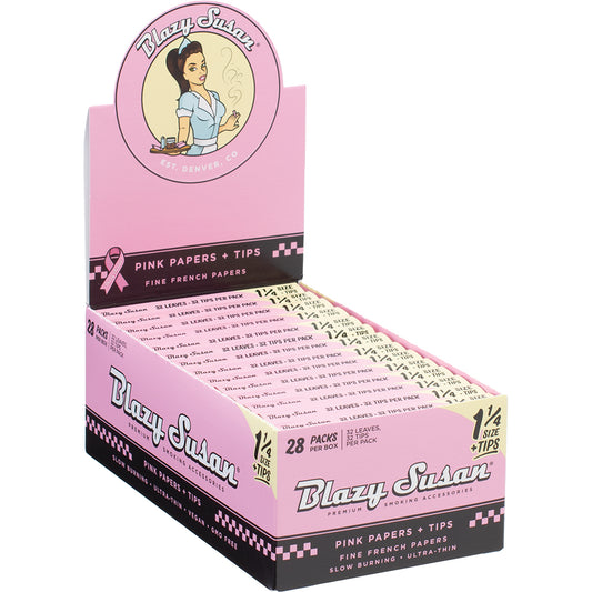 Blazy Susan Pink Rolling Papers + Tips (1 1/4") (28ct.)