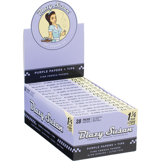 Blazy Susan Purple Rolling Papers + Tips (1 1/4") (28ct.)