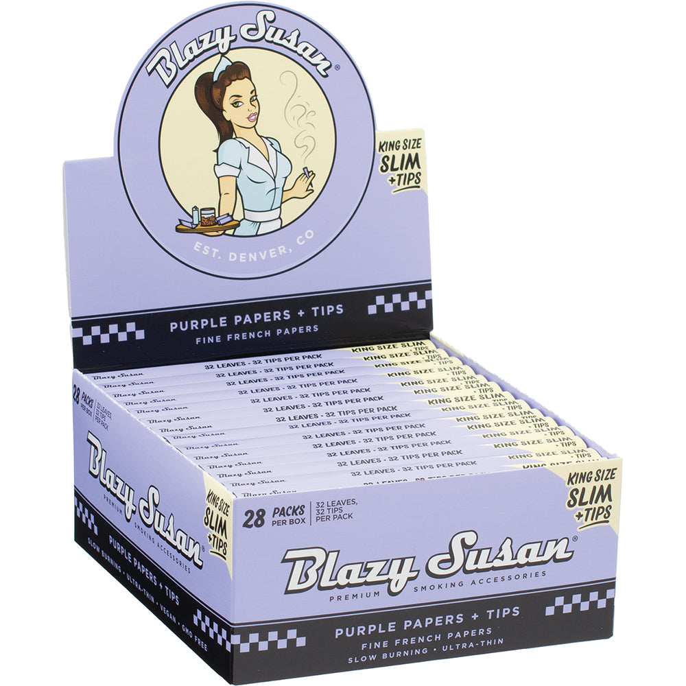 Blazy Susan Purple Rolling Papers + Tips (King Size Slim) (28ct.)