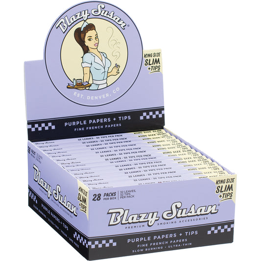 Blazy Susan Purple Rolling Papers + Tips (King Size Slim) (28ct.)