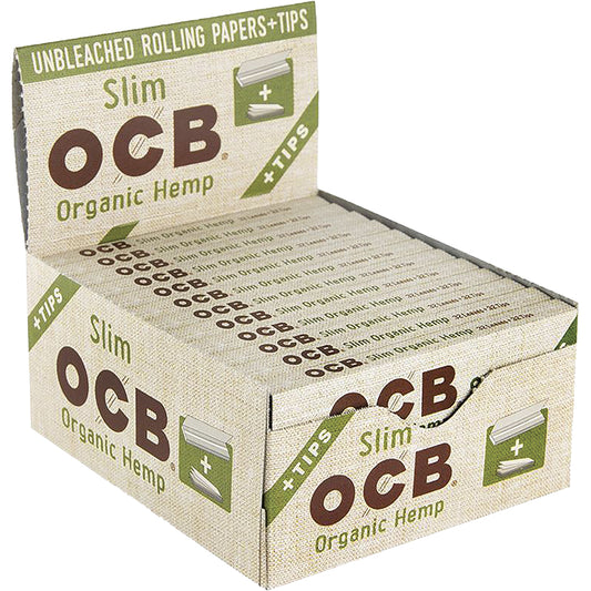 OCB Organic Hemp King Slim Rolling Papers + Tips (24 Count)