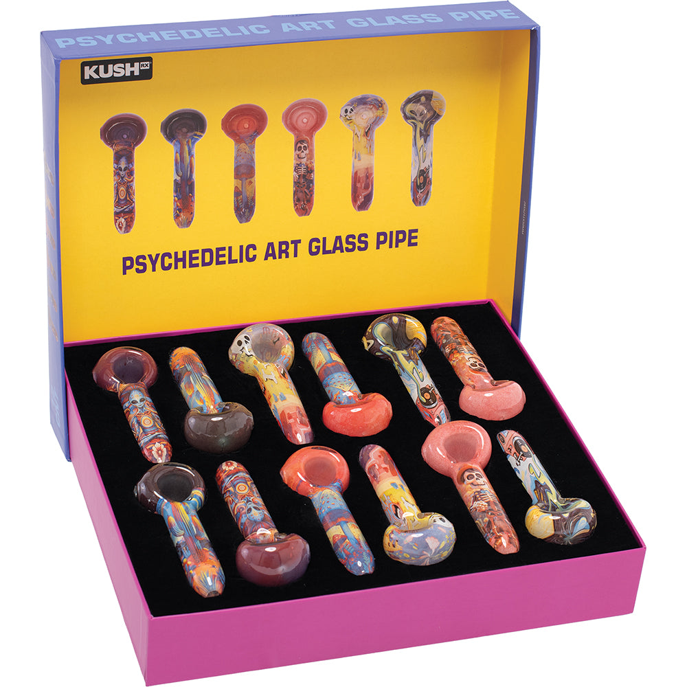 Trippy Glass Hand Pipes (12 Count)