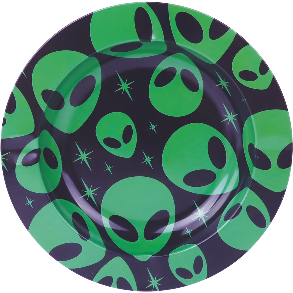 Assorted 5.4in Tin Ashtray (24 count)