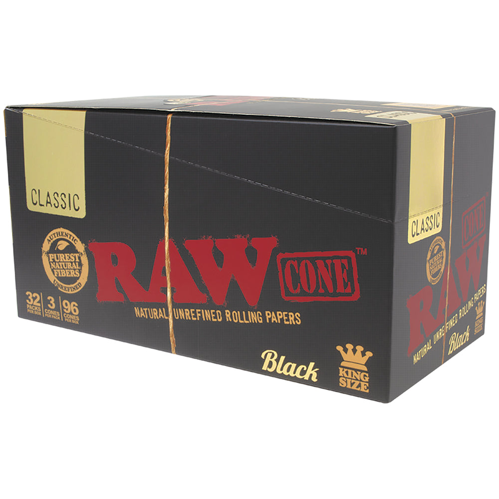 RAW 3-Pack Black Pre-Roll Cones - 32 count (King Size)