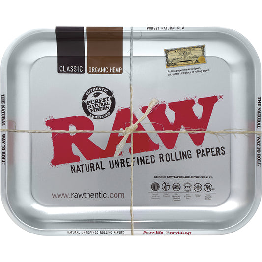 Large RAW Metal Rolling Tray (Silver)