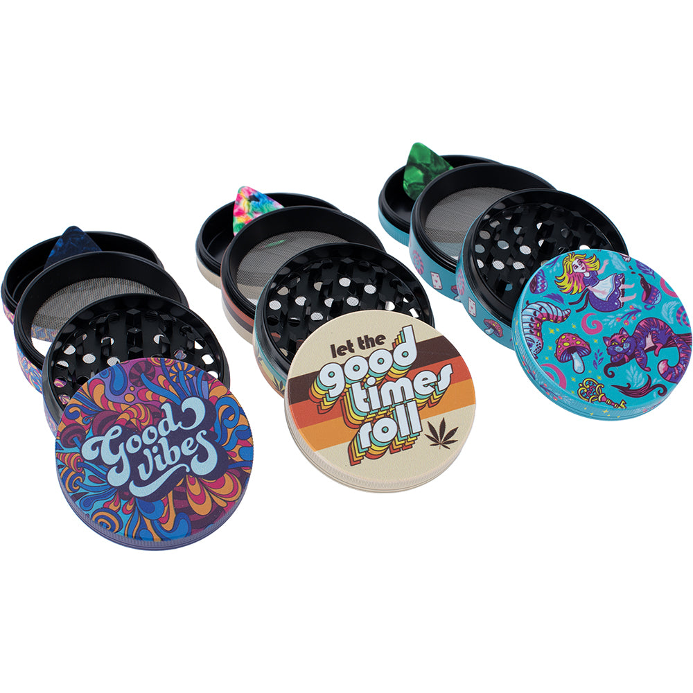 Wacky 4-Piece Grinder Display - Good Vibes Set (6 Count)
