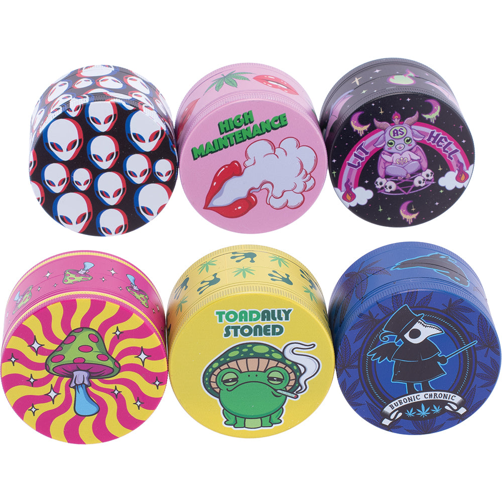 Wacky 4-Piece Grinder Display - Mixed Designs (6 Count)