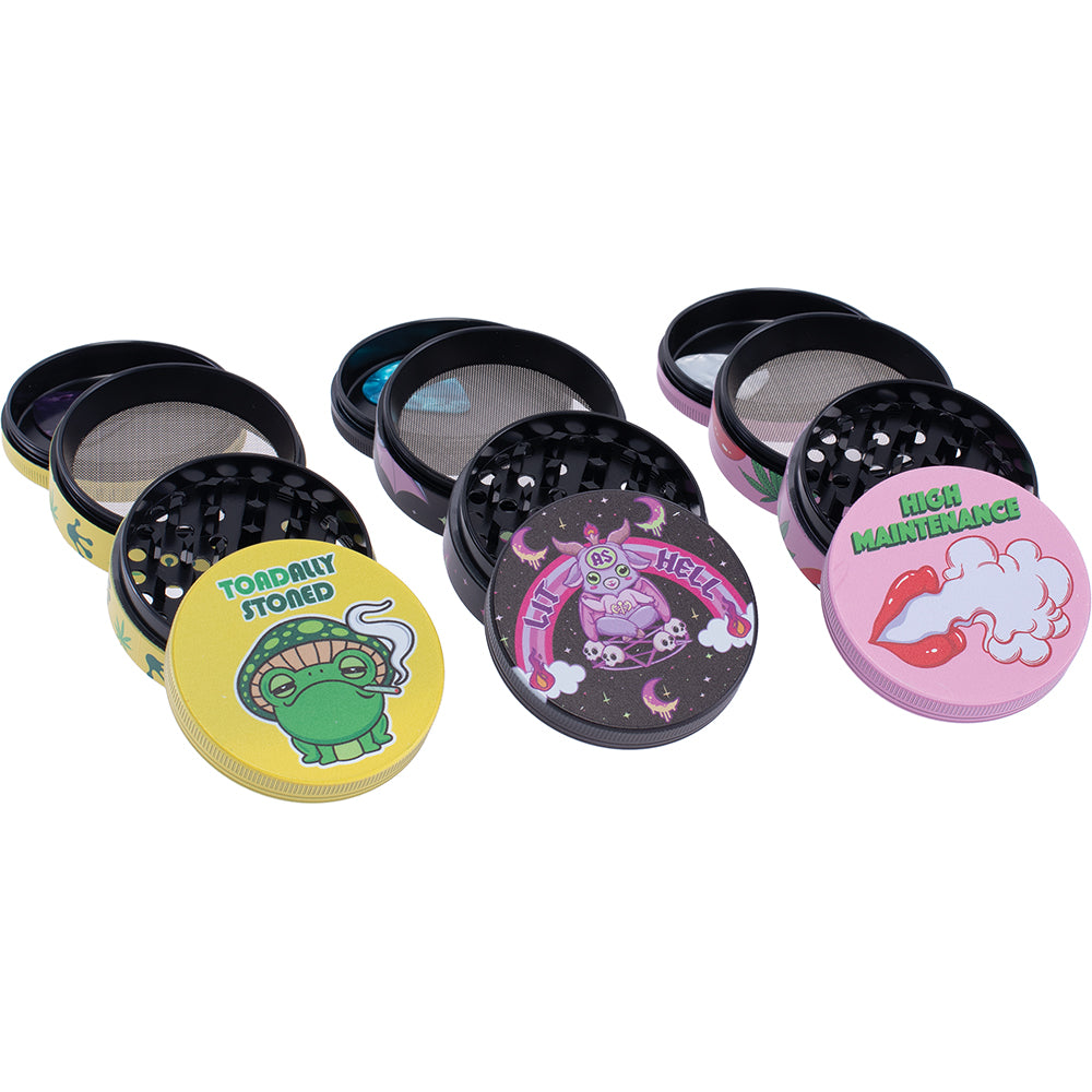 Wacky 4-Piece Grinder Display - Mixed Designs (6 Count)