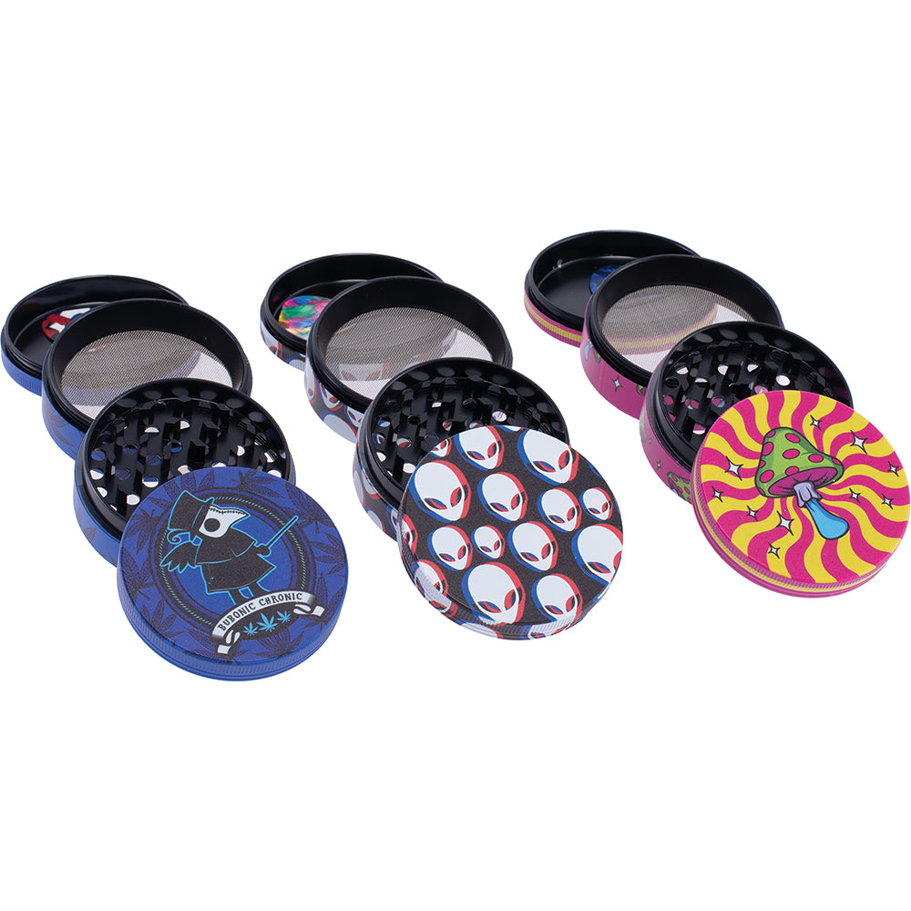 Wacky 4-Piece Grinder Display - Mixed Designs (6 Count)