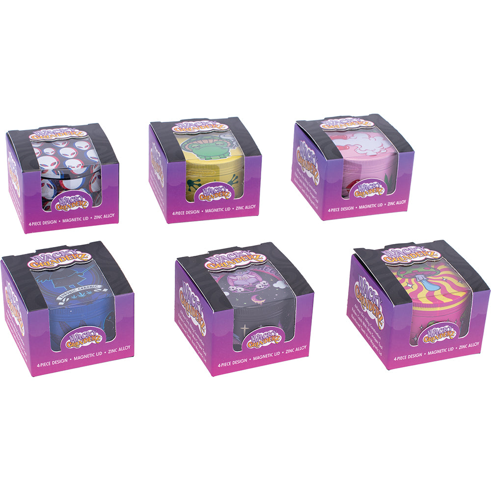 Wacky 4-Piece Grinder Display - Mixed Designs (6 Count)