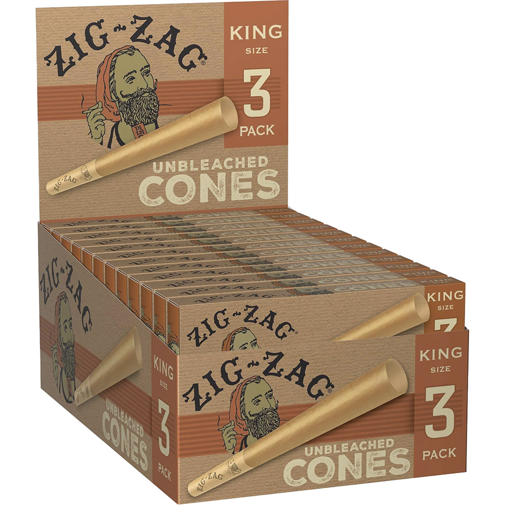 Zig Zag 3-Pack Unbleached Cones - King Size (24 Count)