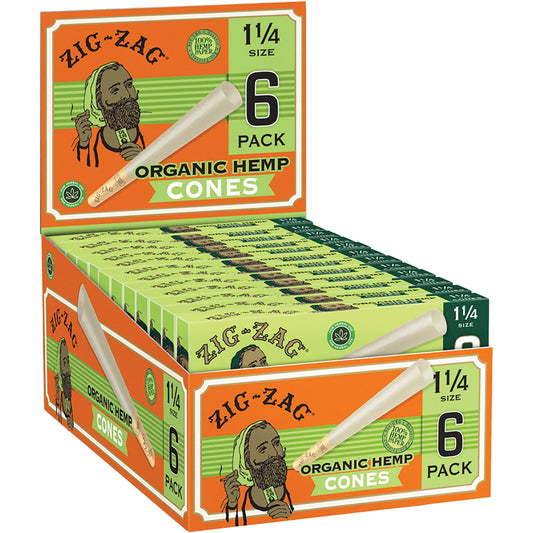 Zig Zag 6-Pack Organic Hemp Cones - 1 1/4" (12 Count)