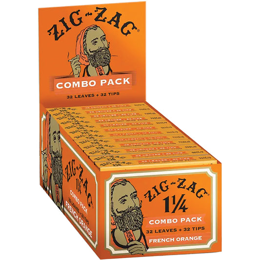 Zig Zag French Orange 1 1/4 Rolling Papers + Tips (24 Count)